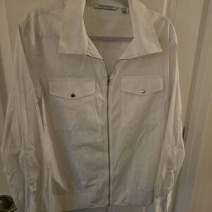 Women's Crisp White Zip-Up Shirt Jacket